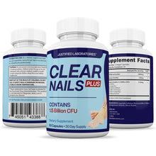 Laden Sie das Bild in den Galerie-Viewer, All sides of bottle of the Clear Nails Plus 1.5 Billion CFU Probiotic Pills