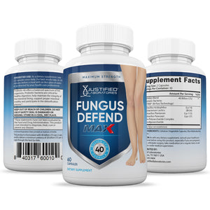 All sides of bottle of the 3 X Stronger Fungus Defend Max 40 Billion CFU