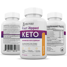 Laden Sie das Bild in den Galerie-Viewer, 3 sides of bottle of Fast Ripped Keto ACV Pills 1275MG