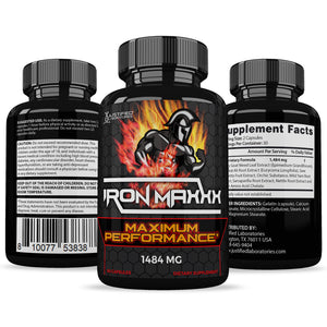 All sides of bottle of the Iron Maxxx Men’s Health Supplement 1484mg