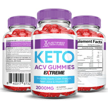 Cargar imagen en el visor de la Galería, All sides of the bottle of 2 x Stronger Keto ACV Gummies Extreme 2000mg
