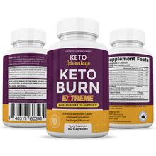 Load image into Gallery viewer, 3 sides of bottle of Keto Advantage Keto Burn Keto ACV Extreme Pills 1675MG