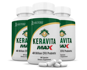3 bottles of 3 X Stronger Keravita Max 40 Billion CFU Pills