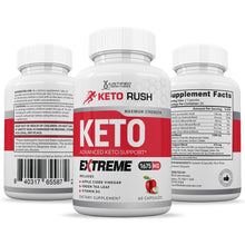 Load image into Gallery viewer, 3 Sides of bottles of Keto Rush ACV Extreme Pills 1675MG