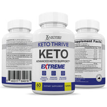 Load image into Gallery viewer, 3 sides of bottles of Keto Thrive Keto ACV Extreme Pills 1675MG