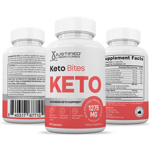 All sides of bottle of the Keto Bites ACV Pills 1275MG