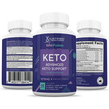 Load image into Gallery viewer, 3 sides of bottle of Slim Fusion Keto ACV Pills 1275MG