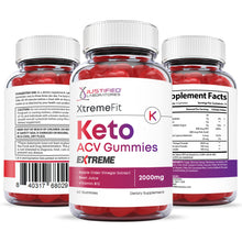 Carica l'immagine nel visualizzatore di Gallery, All sides of the bottle of 2 x Stronger Xtreme Fit Keto ACV Gummies Extreme 2000mg