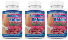Load image into Gallery viewer, 3 bottles of Raspberry Ketone Max 1200mg Proprietary Formula 60 Capsules