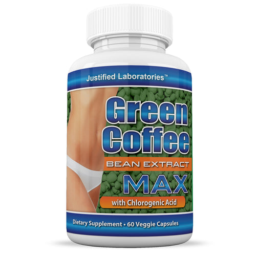 Front facing image of Pure Green Coffee Bean Extract 800mg 50% Chlorogenic Acid 60 Capsules