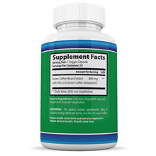Cargar imagen en el visor de la Galería, Supplement Facts of Pure Green Coffee Bean Extract 800mg 50% Chlorogenic Acid 60 Capsules