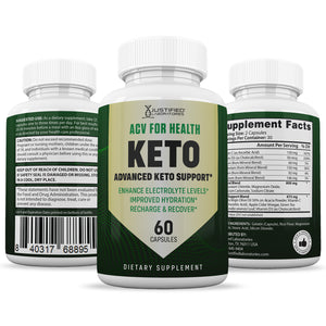 All sides of bottle of the ACV For Health Keto ACV Pills 1275MG