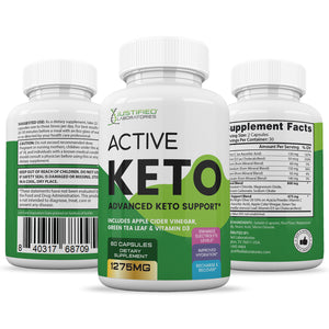 All sides of bottle of the Active Keto ACV Pills 1275MG