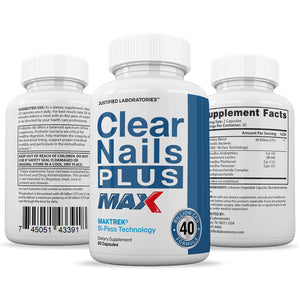 All sides of bottle of the 3 X Stronger Clear Nails Plus Max 40 Billion CFU Probiotic