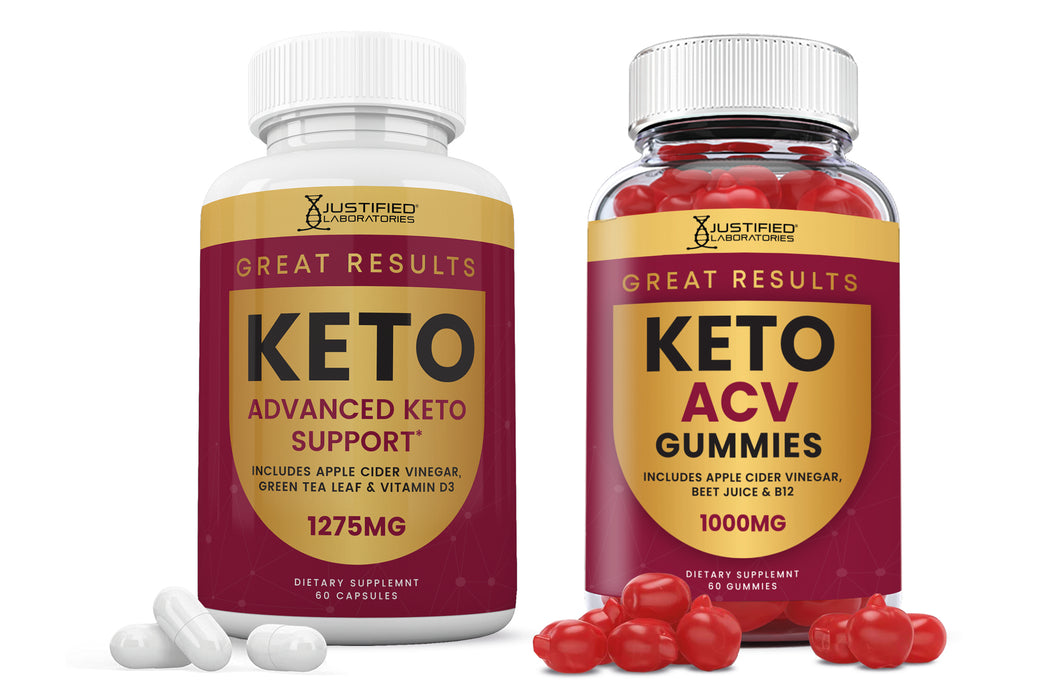 תוצאות מעולות חבילת Keto ACV Gummies + כדורים