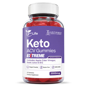 Front facing image of 2 x Stronger Extreme 2nd Life Keto ACV Gummies 2000mg