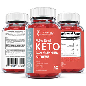 All sides of the bottle of the 2 x Stronger Active Boost Keto ACV Gummies Extreme 2000mg