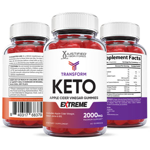 All sides of the bottle of 2 X Stronger Transform Keto ACV Gummies Extreme 2000mg