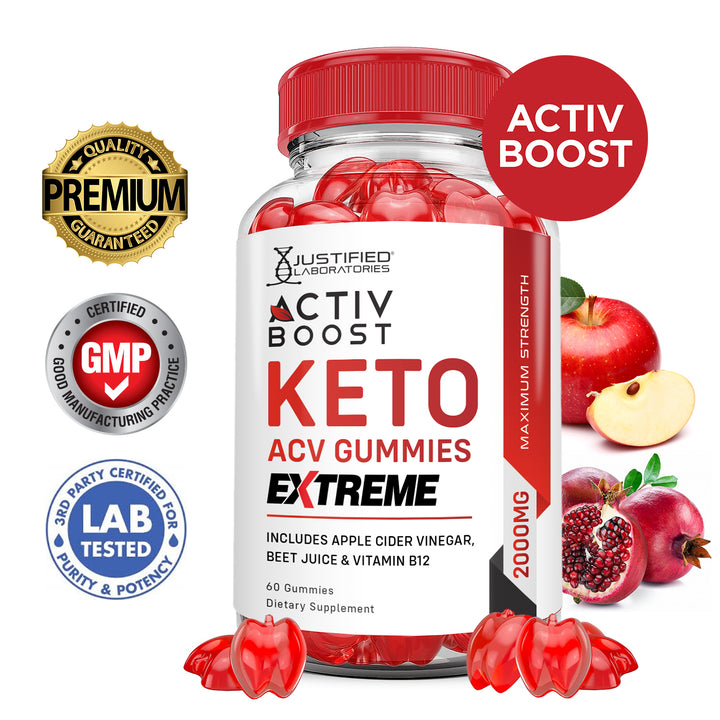 2 x Stronger Activ Boost Keto ACV Gummies Extreme 2000mg
