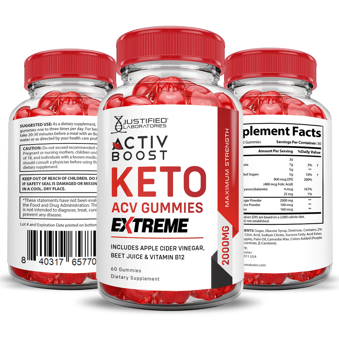 2 x Stronger Activ Boost Keto ACV Gummies Extreme 2000mg
