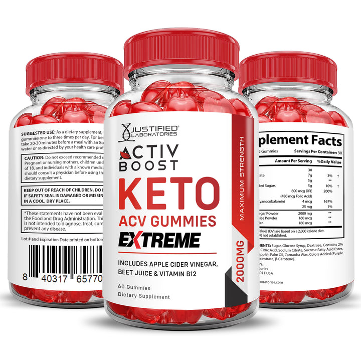 2 x Stronger Activ Boost Keto ACV Gummies Extreme 2000mg
