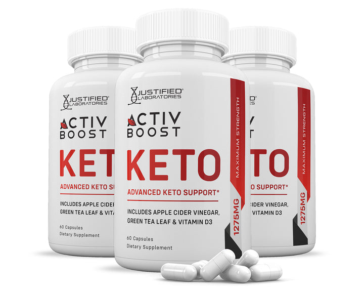 3 Bottles of Activ Boost Keto ACV Pills 1275MG