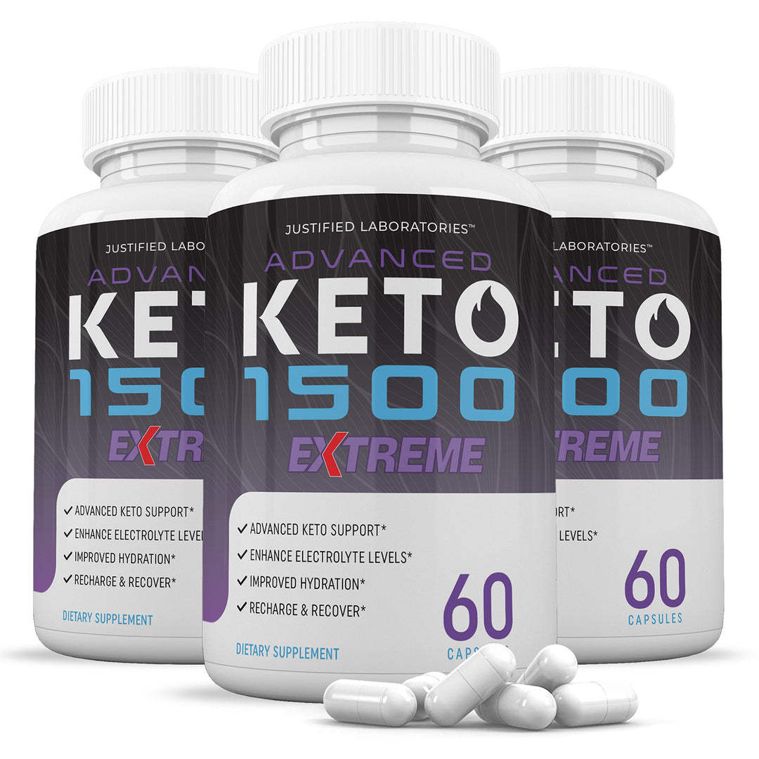 3 Bottles Advanced Keto 1500 Keto ACV Extreme Pills 1675MG