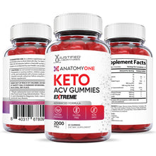 Load image into Gallery viewer, All sides of the bottle of the 2 x Stronger Anatomy One Keto ACV Gummies Extreme 2000mg