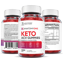 Load image into Gallery viewer, All sides of the bottle of Anatomy One Keto ACV Gummies 1000MG
