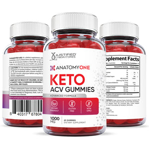 All sides of the bottle of Anatomy One Keto ACV Gummies
