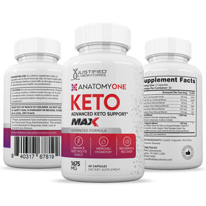 All sides of bottle of the Anatomy One Keto ACV Max Pills 1675MG
