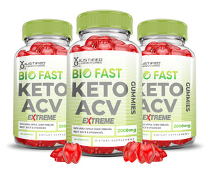 3 bottles of 2 x Stronger Bio Fast Keto ACV Gummies Extreme 2000mg