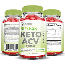 Cargar imagen en el visor de la Galería, All sides of the bottle of the 2 x Stronger Bio Fast Keto ACV Gummies Extreme 2000mg