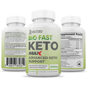 All sides of bottle of the Bio Fast Keto ACV Max Pills 1675MG