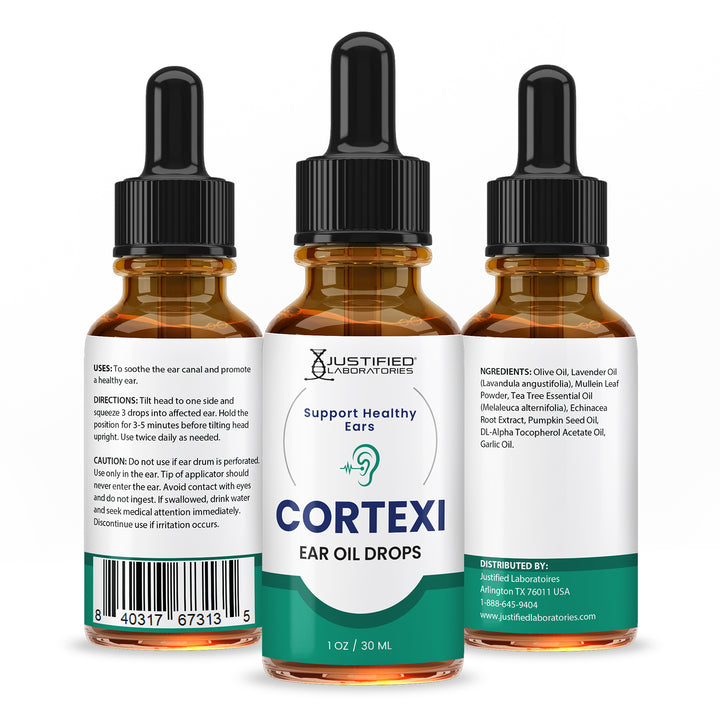 All sides of bottle of the Cortexi Ear Oil Drops