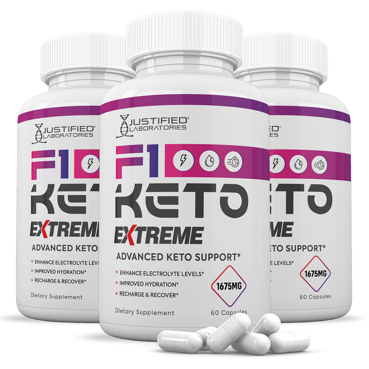 3 Bottles of F1 Keto ACV Extreme Pills 1675MG
