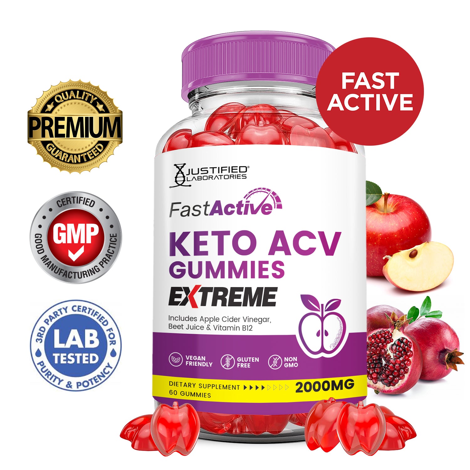 2 x Stronger Fast Active Keto ACV Gummies Extreme 2000MG