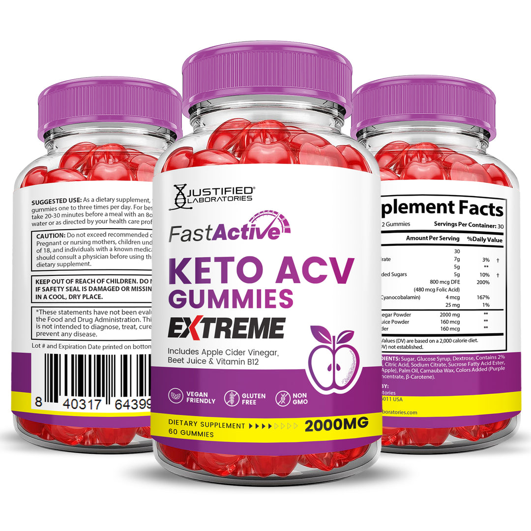 2 x Stronger Fast Active Keto ACV Gummies Extreme 2000MG