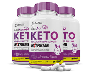 3 Bottles Fast Active Keto ACV Extreme Pills 1675MG