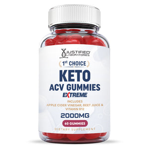 Front facing image of 2 x Stronger 1st Choice Keto ACV Gummies Extreme 2000mg