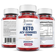 Afbeelding in Gallery-weergave laden, All sides of the bottle of the 2 x Stronger 1st Choice Keto ACV Gummies Extreme 2000mg