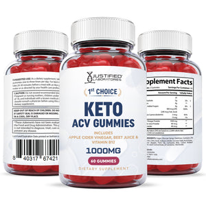 All sides of the bottle of 1st Choice Keto ACV Gummies 