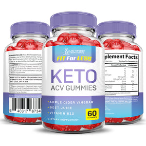 All sides of bottle of the Fit For Less Keto ACV Gummies Pill Bundle