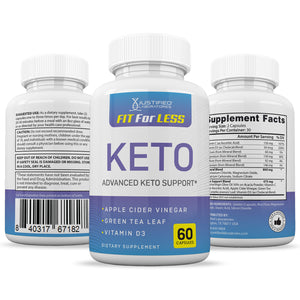 All sides of bottle of the Fit For Less Keto ACV Gummies