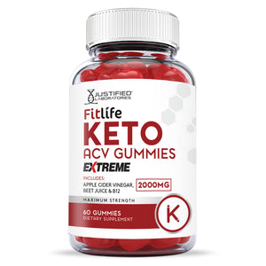 Front facing image of 2 x Stronger Extreme Fitlife Keto ACV Gummies 2000mg