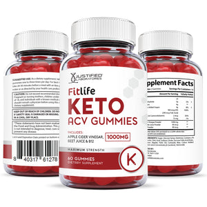 All sides of bottle of the Fitlife Keto ACV Gummies 1000MG