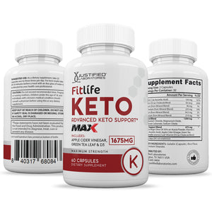 All sides of bottle of the Fitlife Keto ACV Max Pills 1675MG