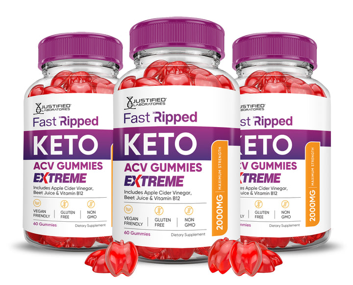 3 bottles Fast Ripped Keto ACV Gummies Extreme 2000mg