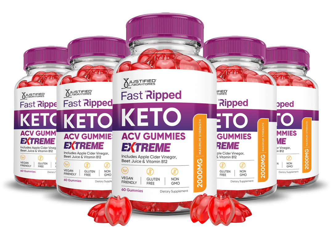5 bottles Fast Ripped Keto ACV Gummies Extreme 2000mg