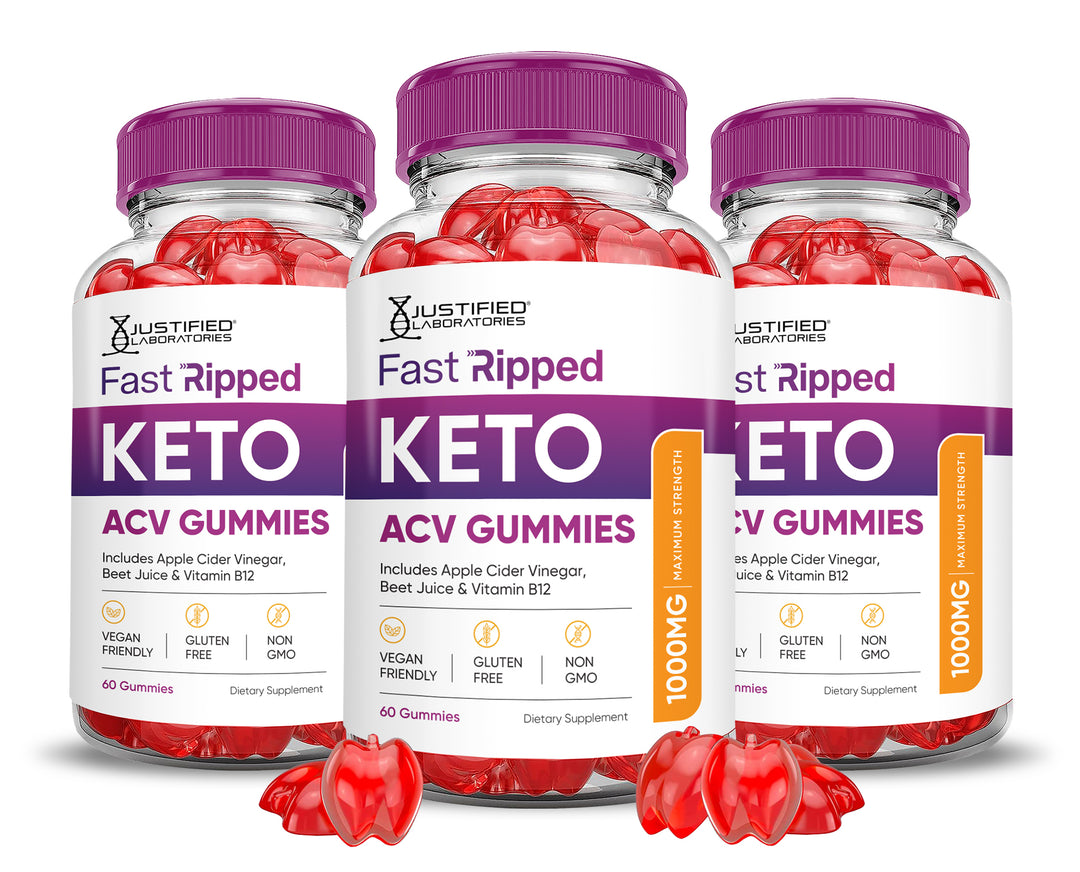 3 bottles Fast Ripped Keto ACV Gummies 1000MG